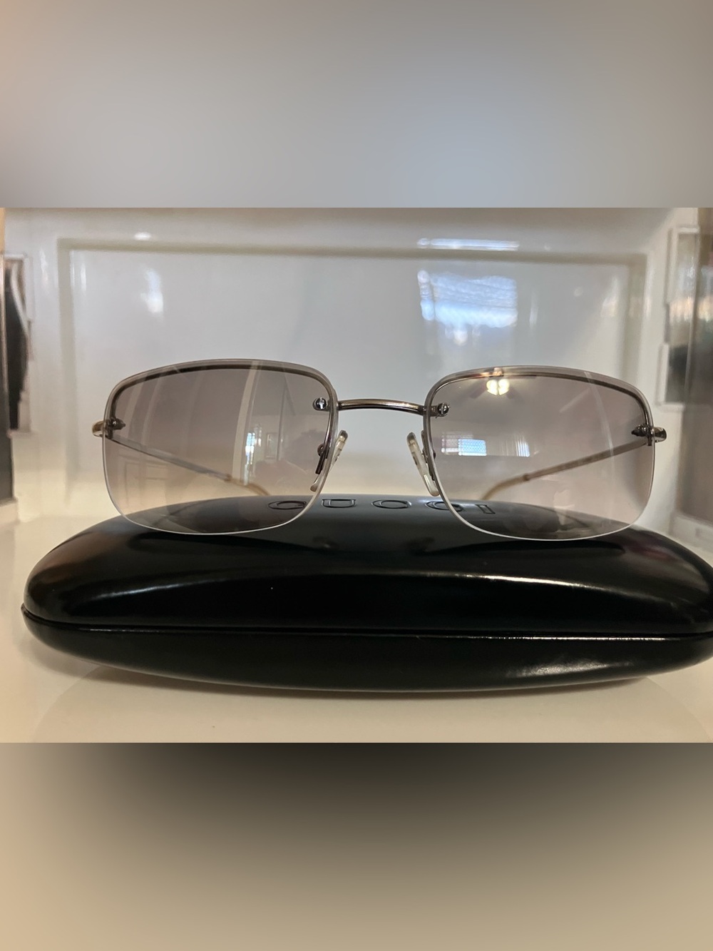 Gucci Silver Metal Frame Sunglasses with Gradient Lenses